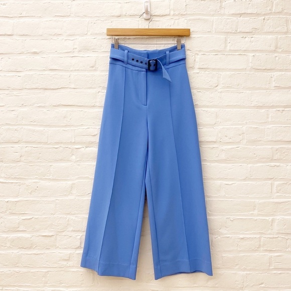 Veronica Beard || Lyla Culottes Belted Wide Leg Flare Pants Blue 2 - Picture 1 of 11